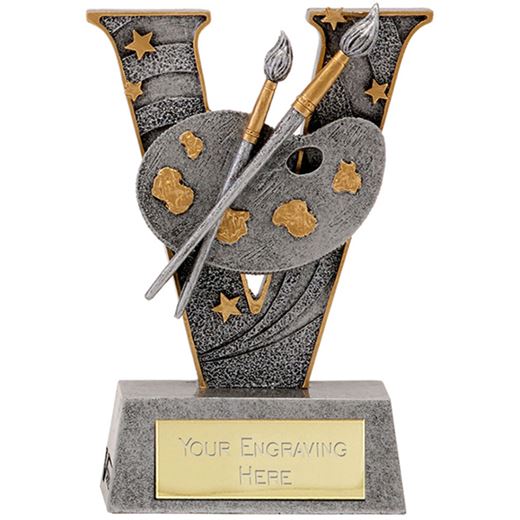 Antique Silver Resin Victory Artist Painting Trophy 12.5cm (5")