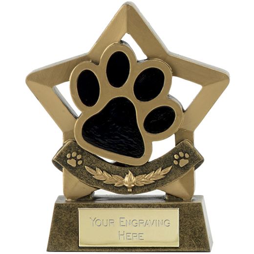 Star Dog or Cat Paw Pet Trophy 14cm (5.5")
