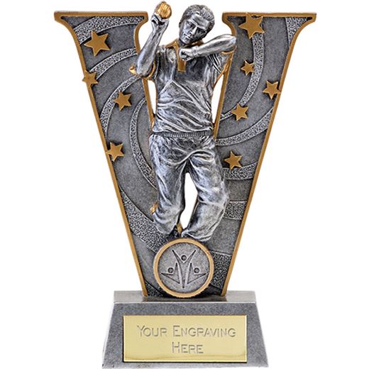 Silver Resin Victory Cricket Bowler Trophy 15cm (6")