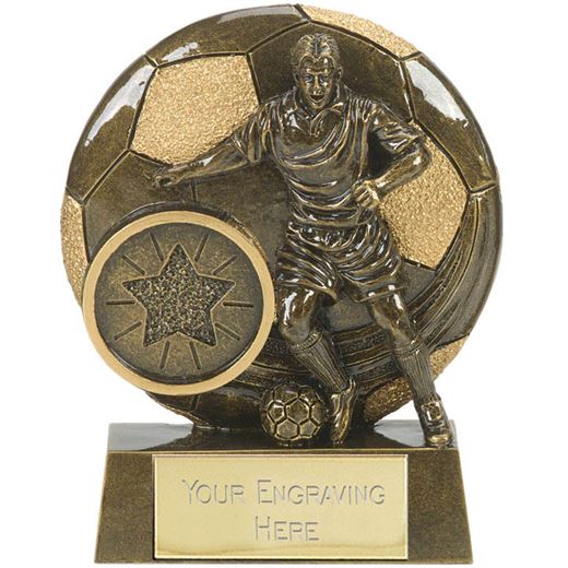 Football Action Shield Trophy Antique Gold 8cm (3.25")