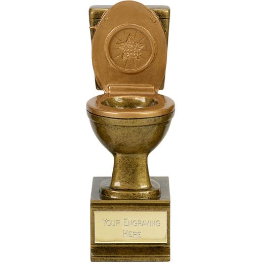 Novelty Toilet Golden Flush Award Antique Gold 15cm (6")