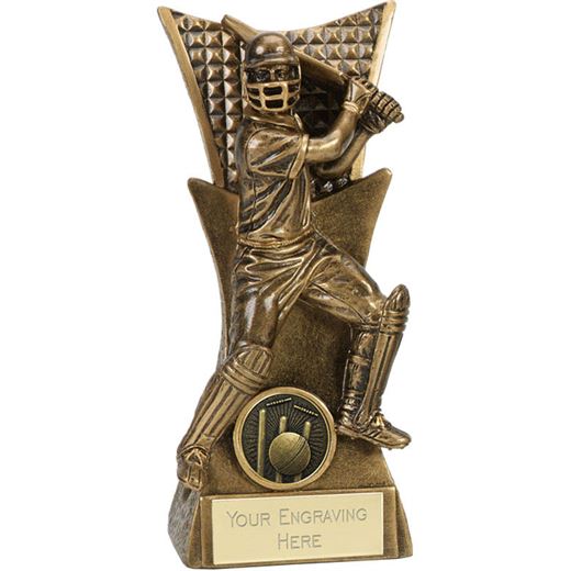 Action Cricket Batsman Antique Gold Conqueror Trophy 14cm (5.5")