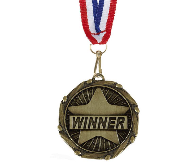 Winner Gold Medal with Red, White & Blue Ribbon 45mm (1.75")