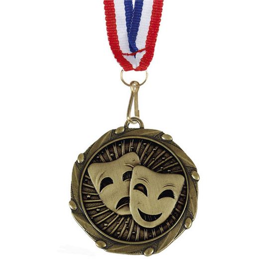 Drama Gold Medal with Red, White & Blue Ribbon 45mm (1.75")