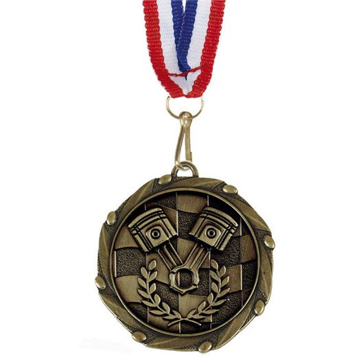 Motorsport Gold Medal with Red, White & Blue Ribbon 45mm (1.75")