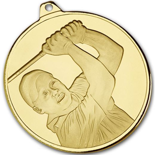 Frosted Glacier Gold Golfer Medal 50mm (2")