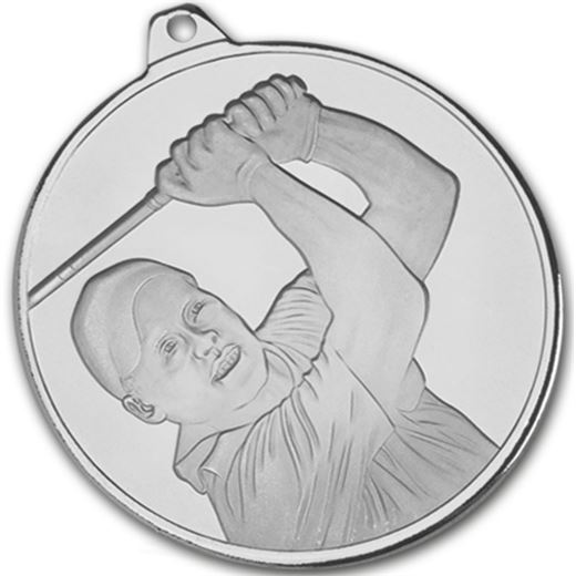 Frosted Glacier Silver Golfer Medal 50mm (2")