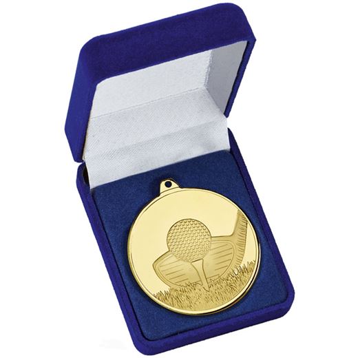 Frosted Glacier Gold Golf Club Medal in Case 50mm (2")