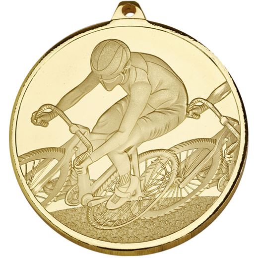 Frosted Glacier Gold Cycling Medal 60mm (2.25")