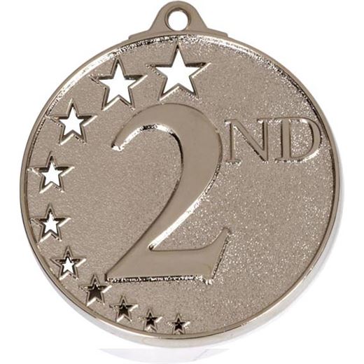 Silver 2nd Place Medal with Stars 52mm (2")
