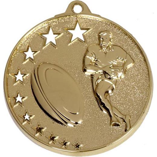 Gold Rugby Medal with Stars 52mm (2")