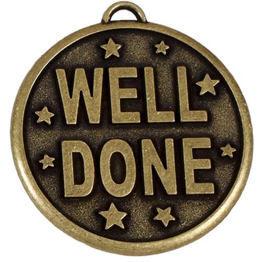 Gold Well Done Stars Medal 50mm (2")