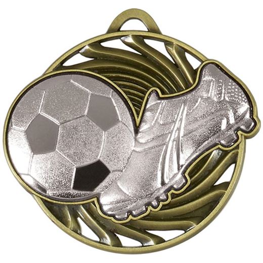 Silver Vortex Football & Boot Medal 50mm (2")