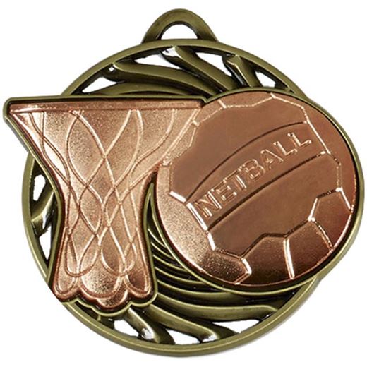 Bronze Vortex Netball Medal 50mm (2")
