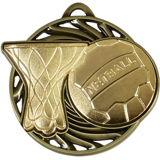 Gold Vortex Netball Medal 50mm (2")