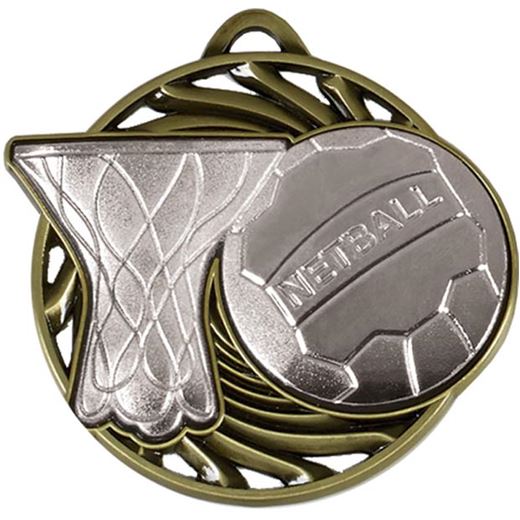 Silver Vortex Netball Medal 50mm (2")