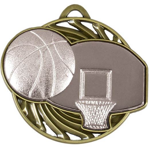 Silver Vortex Basketball Medal 50mm (2")