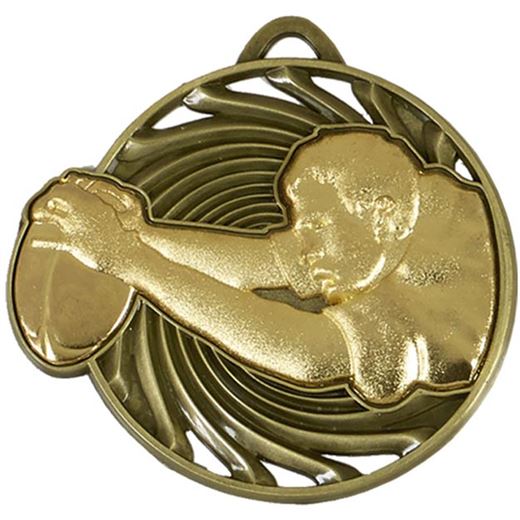 Gold Vortex Rugby Player Medal 50mm (2")