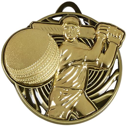 Gold Vortex Cricket Batsman Medal 50mm (2")