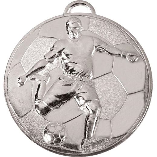 Silver Football Player on Football Patterned Medal 60mm (2.25")