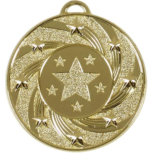 Gold Spiral Star Medal 50mm (2")