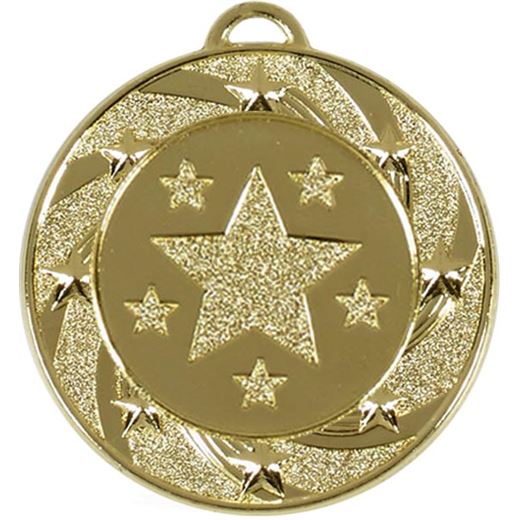 Gold Spiral Star Medal 40mm (1.5")