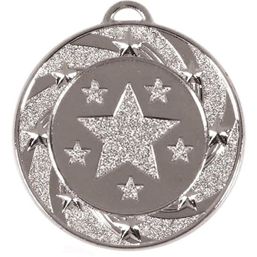 Silver Spiral Star Medal 40mm (1.5")