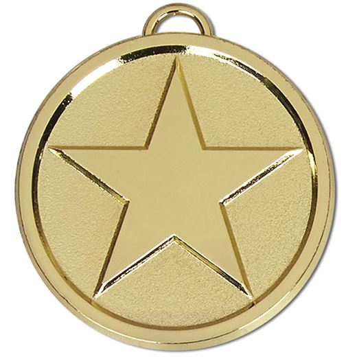 Chunky High Polished Gold Star Medal 50mm (2")