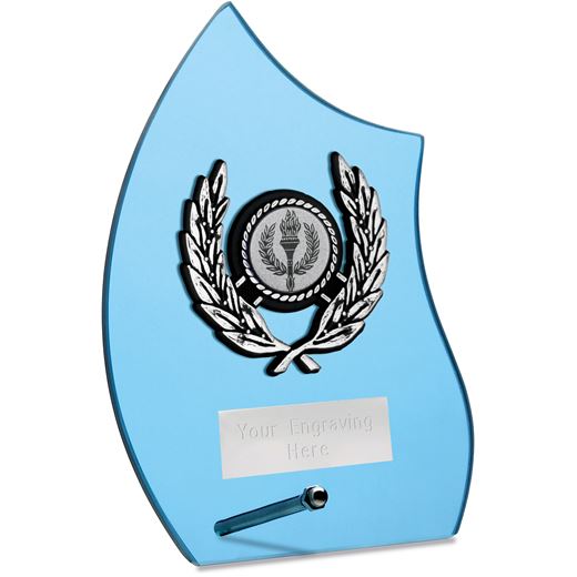 Wave Self Standing Glass Award Blue 12cm (4.75")