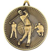 Deluxe Golf Medal Antique Gold 60mm (2.25