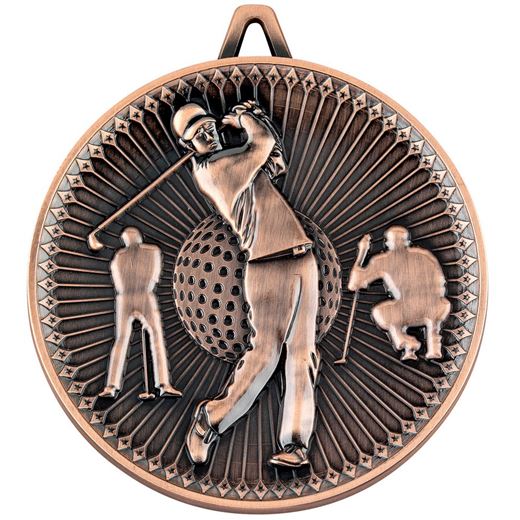 Deluxe Golf Medal Antique Bronze 60mm (2.25")