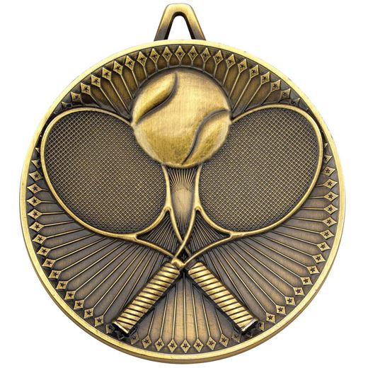 Deluxe Tennis Medal Antique Gold 60mm (2.25")