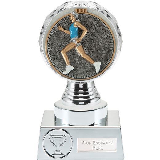 Female Running Trophy Silver Hemisphere 15cm (6")