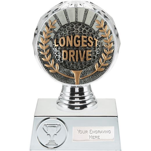 Longest Drive Golf Trophy Silver Hemisphere 13.5cm (5.25")