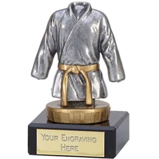 Silver & Gold Plastic Martial Arts trophy on Marble Base 9.5cm (3.75")