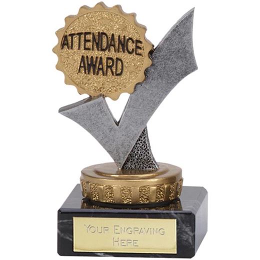 Silver & Gold Tick Attendance Award Trophy 9.5cm (3.75")
