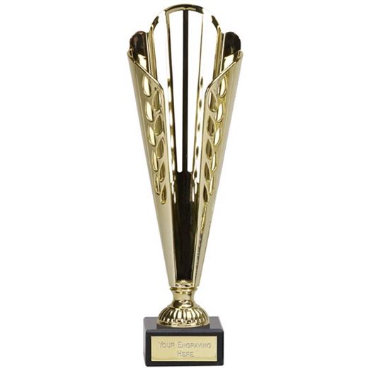 Gold Plastic Deco Cone Trophy on Marble Base 28.5cm (11.25")