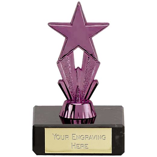 Purple Micro Shooting Star Trophy on Marble Base 8.5cm (3.25")
