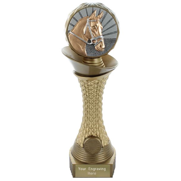 Horse Riding Trophy Heavyweight Hemisphere Tower Gold & Bronze 23cm (9")