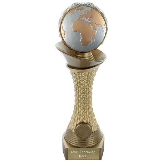 Globe Trophy Heavyweight Hemisphere Tower Gold & Bronze 23.5cm (9.25")