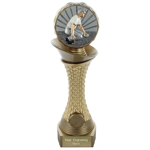 Bowls Trophy Heavyweight Hemisphere Tower Gold & Bronze 25cm (10")