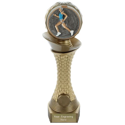 Female Running Trophy Heavyweight Hemisphere Tower Gold & Bronze 27.5cm (10.75")