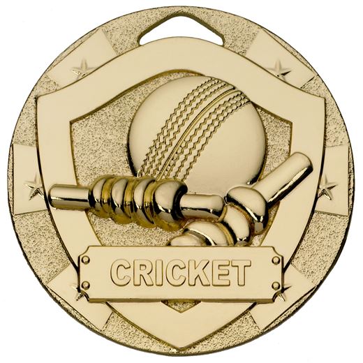 Gold Mini Shield Cricket Medal 50mm (2")