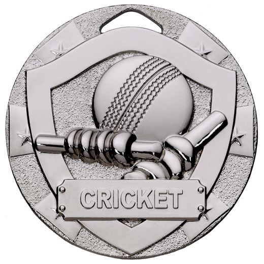 Silver Mini Shield Cricket Medal 50mm (2")