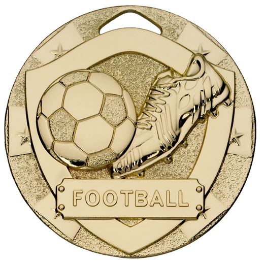 Gold Mini Shield Football Medal 50mm (2")
