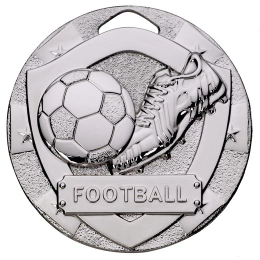 Silver Mini Shield Football Medal 50mm (2")