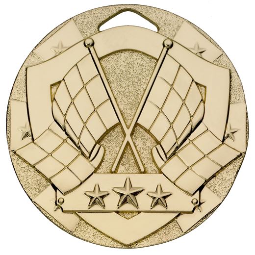 Gold Mini Shield Flag Medal 50mm (2")