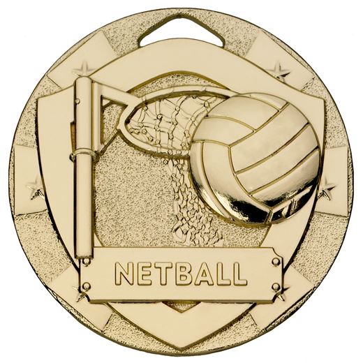 Gold Mini Shield Netball Medal 50mm (2")