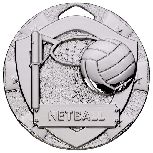 Silver Mini Shield Netball Medal 50mm (2")
