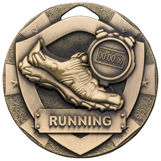 Bronze Mini Shield Running Medal 50mm (2")